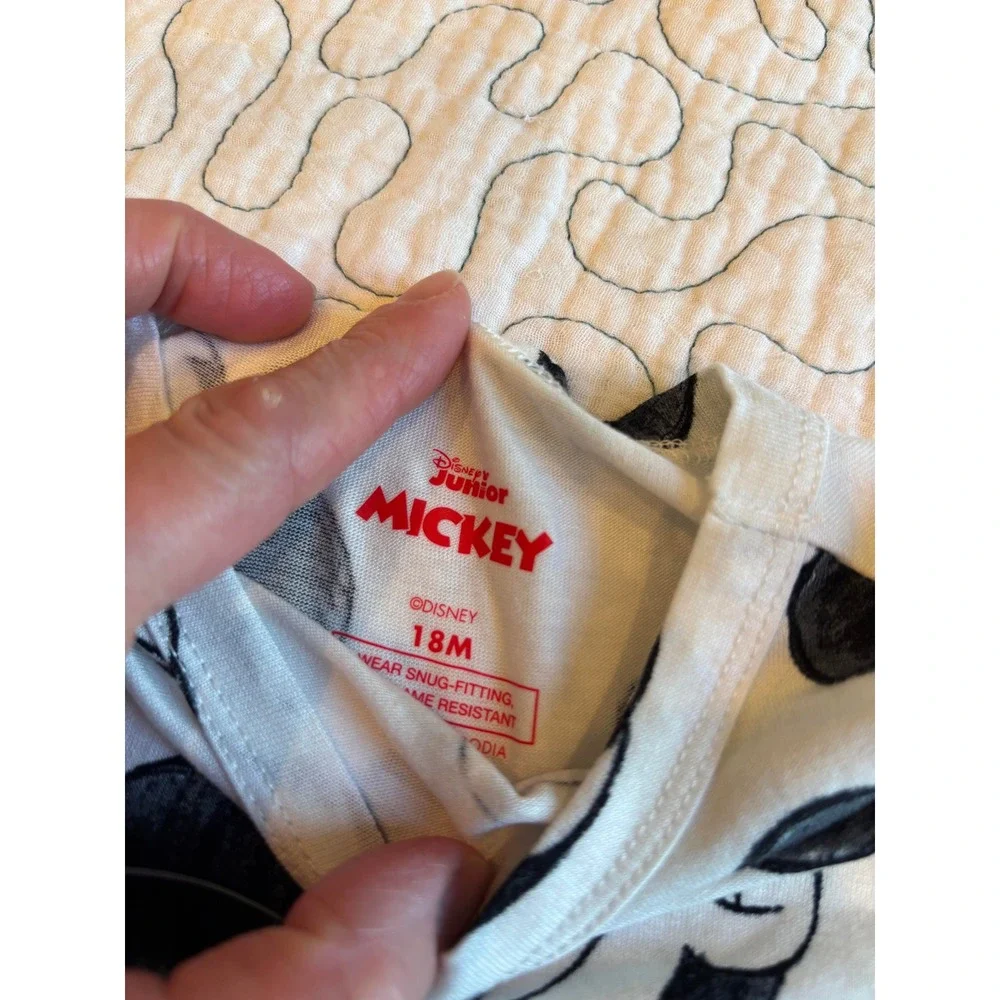 Disney Junior Mickey Mouse‎ Sketch Pajama Set Ivory Black 18 Months